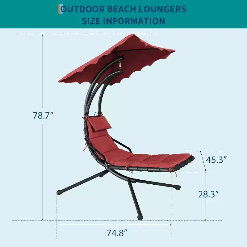 Chaise longue suspendue, balancelle, transat courbé avec auvent pour l'extérieur et l'intérieur, patio, jardin, rouge/vert/gris