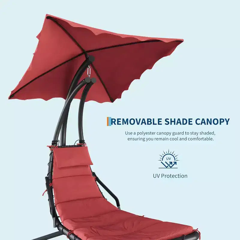 Chaise longue suspendue, balancelle, transat courbé avec auvent pour l'extérieur et l'intérieur, patio, jardin, rouge/vert/gris