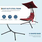 Chaise longue suspendue, balancelle, transat courbé avec auvent pour l'extérieur et l'intérieur, patio, jardin, rouge/vert/gris