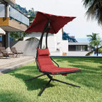 Chaise longue suspendue, balancelle, transat courbé avec auvent pour l'extérieur et l'intérieur, patio, jardin, rouge/vert/gris