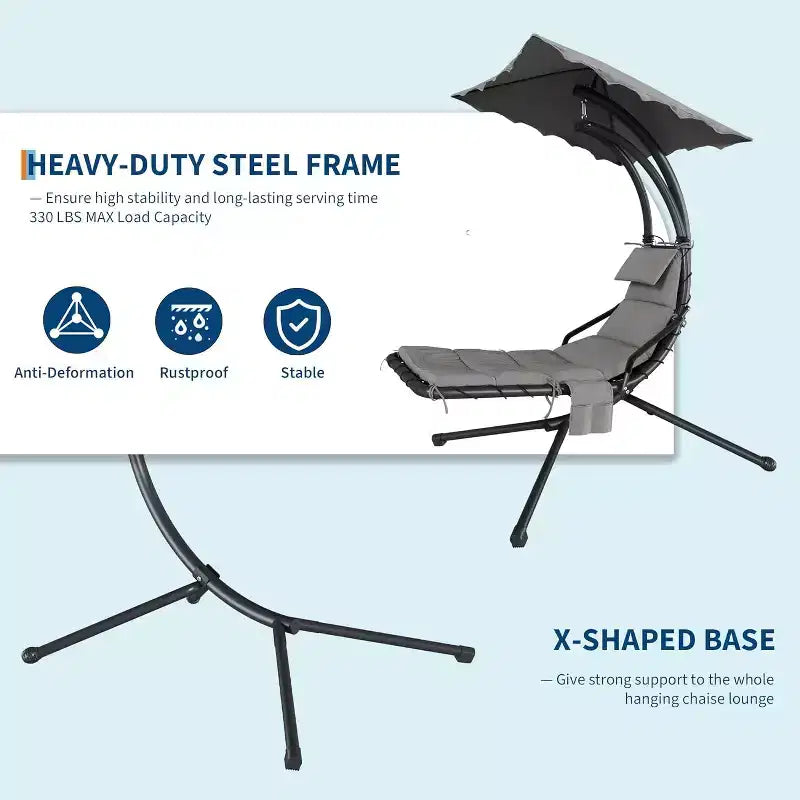 Chaise longue suspendue, balancelle, transat courbé avec auvent pour l'extérieur et l'intérieur, patio, jardin, rouge/vert/gris