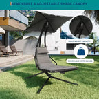 Chaise longue suspendue, balancelle, transat courbé avec auvent pour l'extérieur et l'intérieur, patio, jardin, rouge/vert/gris