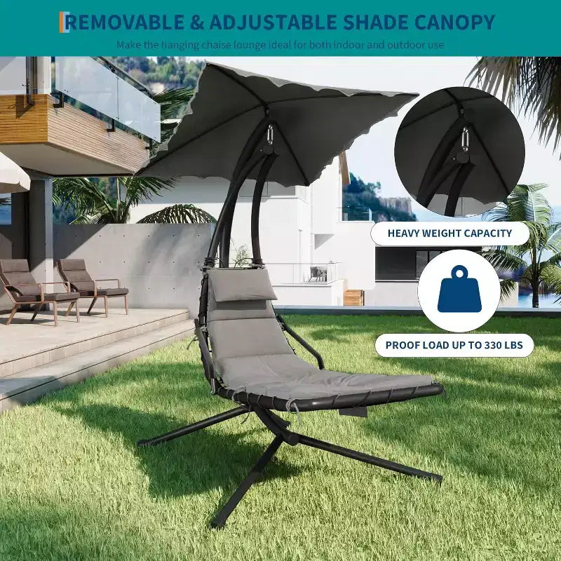 Chaise longue suspendue, balancelle, transat courbé avec auvent pour l'extérieur et l'intérieur, patio, jardin, rouge/vert/gris
