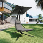 Chaise longue suspendue, balancelle, transat courbé avec auvent pour l'extérieur et l'intérieur, patio, jardin, rouge/vert/gris