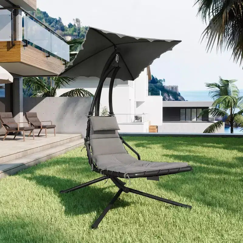 Chaise longue suspendue, balancelle, transat courbé avec auvent pour l'extérieur et l'intérieur, patio, jardin, rouge/vert/gris