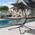 Acekool Hanging Chaise Lounge Swing Chair, Curved Hammock Lounger with Canopy for Outdoor & Indoor, Patio, Garden, Red/Green/Gray
