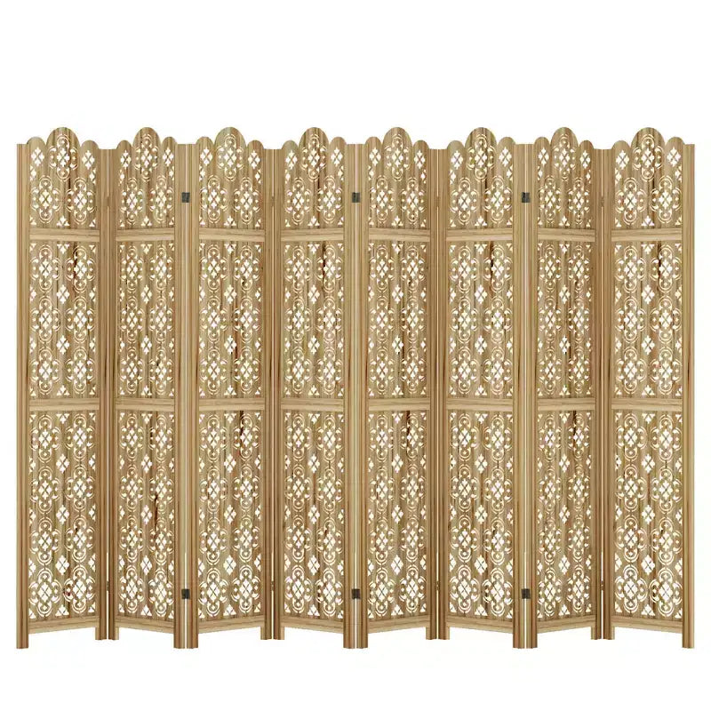 Séparateur de pièce sculpté Paravent Séparateur de pièce avec motif de pièces en cuivre pour maison, bureau, jardin, terrasse en bois de paulownia