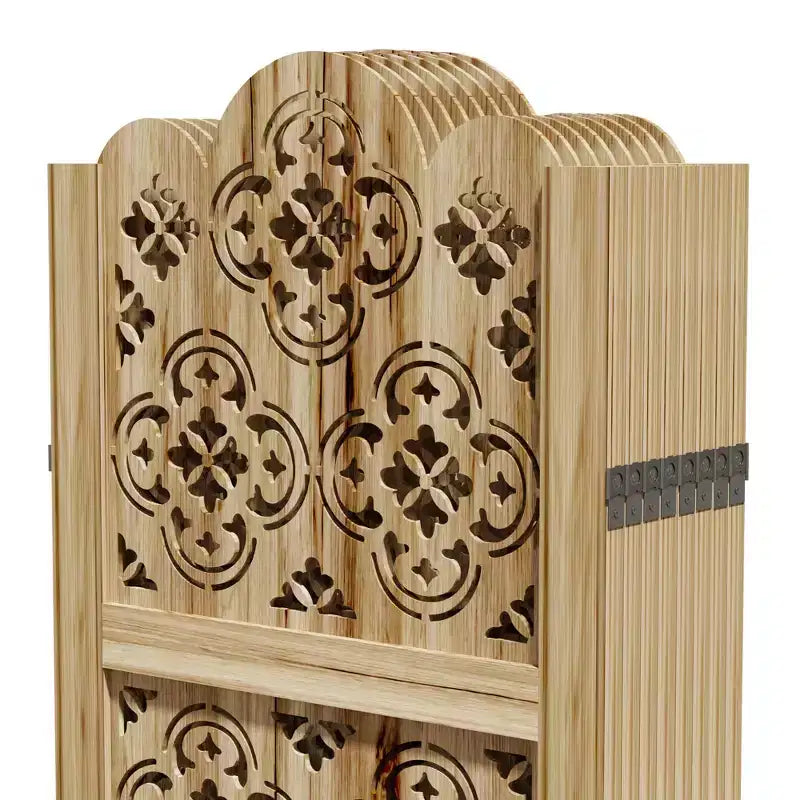 Séparateur de pièce sculpté Paravent Séparateur de pièce avec motif de pièces en cuivre pour maison, bureau, jardin, terrasse en bois de paulownia