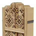 Séparateur de pièce sculpté Paravent Séparateur de pièce avec motif de pièces en cuivre pour maison, bureau, jardin, terrasse en bois de paulownia