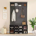 Okak 70.9IN Tall Storage Cabinet with Bench and Shelves, Freestanding Entryway Cabinet with 7 Coat Racks, Entryway Shoe Storage
