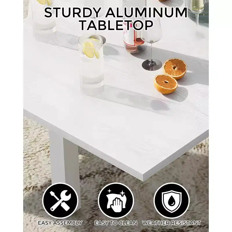 Ensemble Table à Manger Extensible pour 4-6 Personnes - Table de Patio Extensible Rapide en 3 Secondes de 80 à 160 cm, Plateau en Aluminium Robuste Noir Meuble d'Extérieur