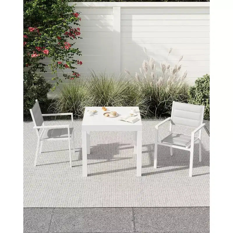 Ensemble Table à Manger Extensible pour 4-6 Personnes - Table de Patio Extensible Rapide en 3 Secondes de 80 à 160 cm, Plateau en Aluminium Robuste Noir Meuble d'Extérieur