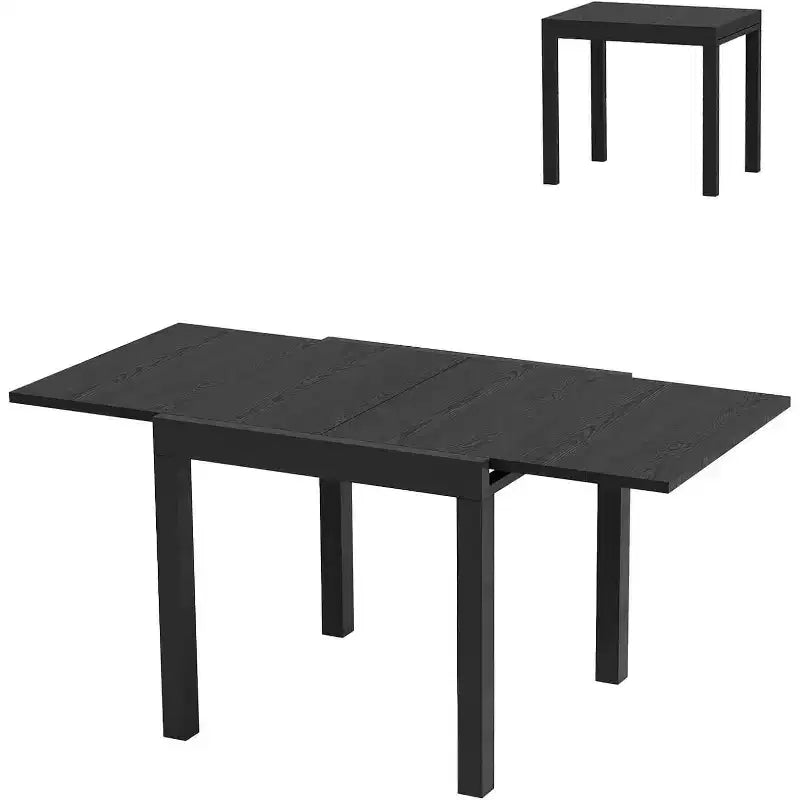 Ensemble Table à Manger Extensible pour 4-6 Personnes - Table de Patio Extensible Rapide en 3 Secondes de 80 à 160 cm, Plateau en Aluminium Robuste Noir Meuble d'Extérieur