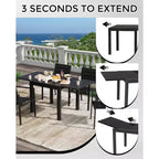Ensemble Table à Manger Extensible pour 4-6 Personnes - Table de Patio Extensible Rapide en 3 Secondes de 80 à 160 cm, Plateau en Aluminium Robuste Noir Meuble d'Extérieur