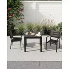 Ensemble Table à Manger Extensible pour 4-6 Personnes - Table de Patio Extensible Rapide en 3 Secondes de 80 à 160 cm, Plateau en Aluminium Robuste Noir Meuble d'Extérieur