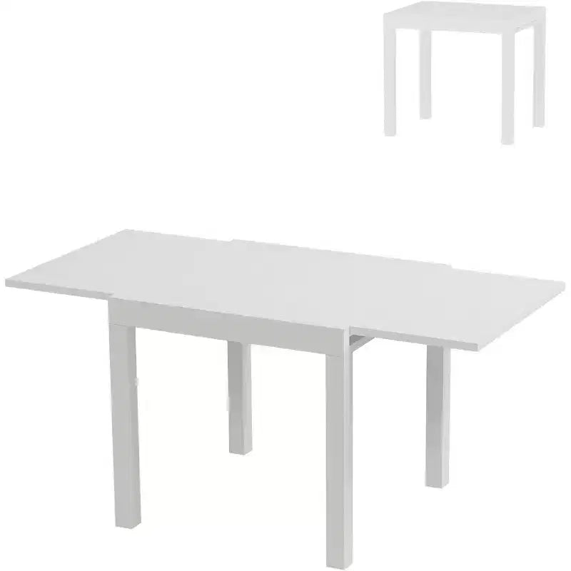 Ensemble Table à Manger Extensible pour 4-6 Personnes - Table de Patio Extensible Rapide en 3 Secondes de 80 à 160 cm, Plateau en Aluminium Robuste Noir Meuble d'Extérieur