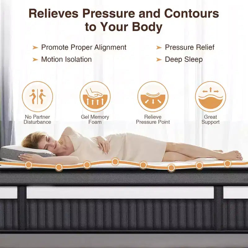 Matelas King, Matelas en mousse à mémoire de forme 14 po, Matelas en boîte, Fermeté moyenne, Soulagement de la pression zoné, Mousses certifiées sûres, Matelas respirant et rafraîchissant
