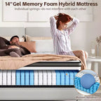 Matelas King, Matelas en mousse à mémoire de forme 14 po, Matelas en boîte, Fermeté moyenne, Soulagement de la pression zoné, Mousses certifiées sûres, Matelas respirant et rafraîchissant