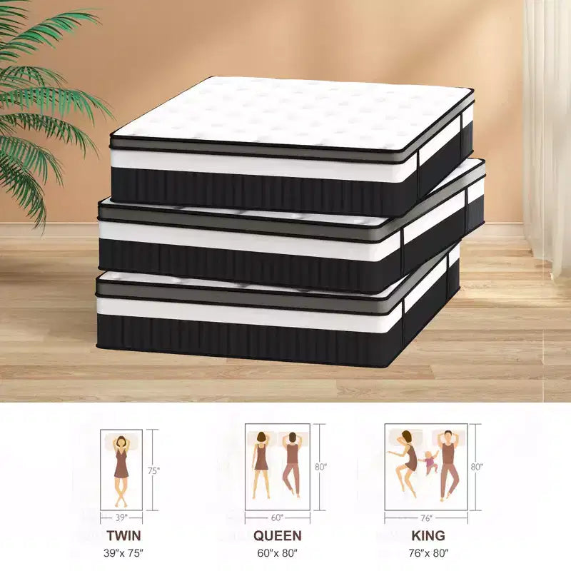Matelas King, Matelas en mousse à mémoire de forme 14 po, Matelas en boîte, Fermeté moyenne, Soulagement de la pression zoné, Mousses certifiées sûres, Matelas respirant et rafraîchissant