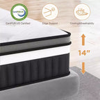 Matelas King, Matelas en mousse à mémoire de forme 14 po, Matelas en boîte, Fermeté moyenne, Soulagement de la pression zoné, Mousses certifiées sûres, Matelas respirant et rafraîchissant
