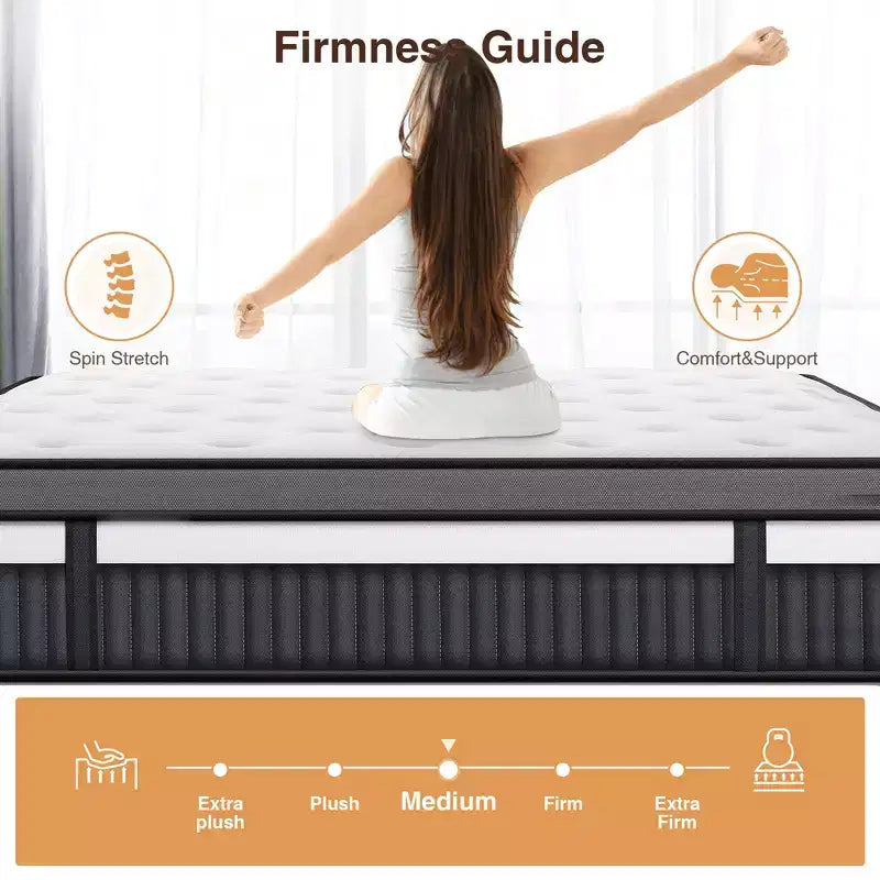 Matelas King, Matelas en mousse à mémoire de forme 14 po, Matelas en boîte, Fermeté moyenne, Soulagement de la pression zoné, Mousses certifiées sûres, Matelas respirant et rafraîchissant
