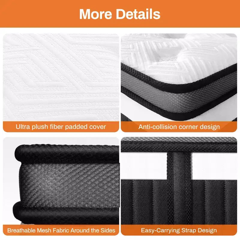 Matelas King, Matelas en mousse à mémoire de forme 14 po, Matelas en boîte, Fermeté moyenne, Soulagement de la pression zoné, Mousses certifiées sûres, Matelas respirant et rafraîchissant