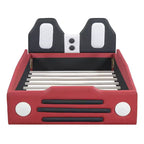Lit plateforme double en forme de voiture de course avec garde-corps pour chambre d'enfant