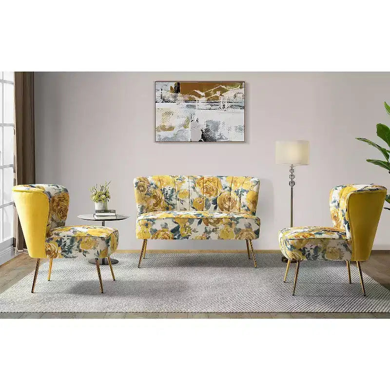 Trento 47 Contemporary Loveseat with Floral Patterns| ART OF LIVING DESIGNS