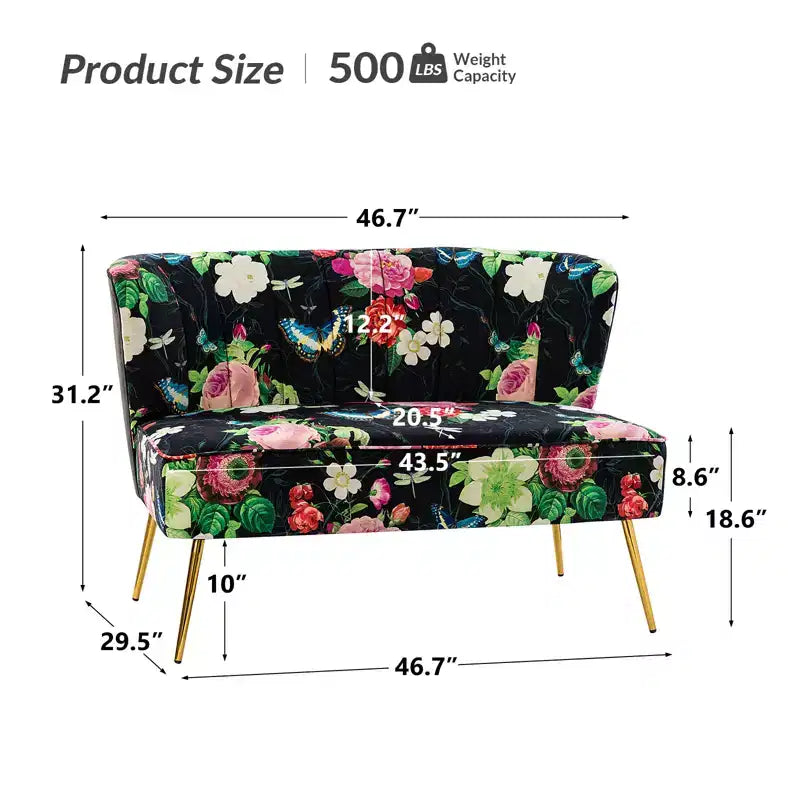 Causeuse contemporaine Trento 47 à motifs floraux