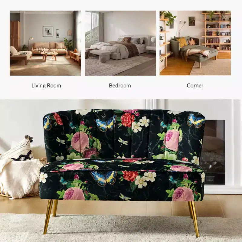 Causeuse contemporaine Trento 47 à motifs floraux