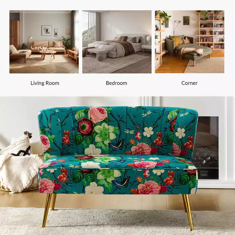 Causeuse contemporaine Trento 47 à motifs floraux