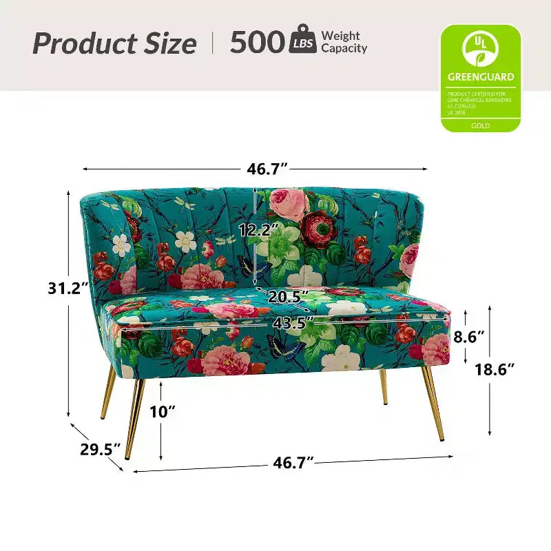 Causeuse contemporaine Trento 47 à motifs floraux