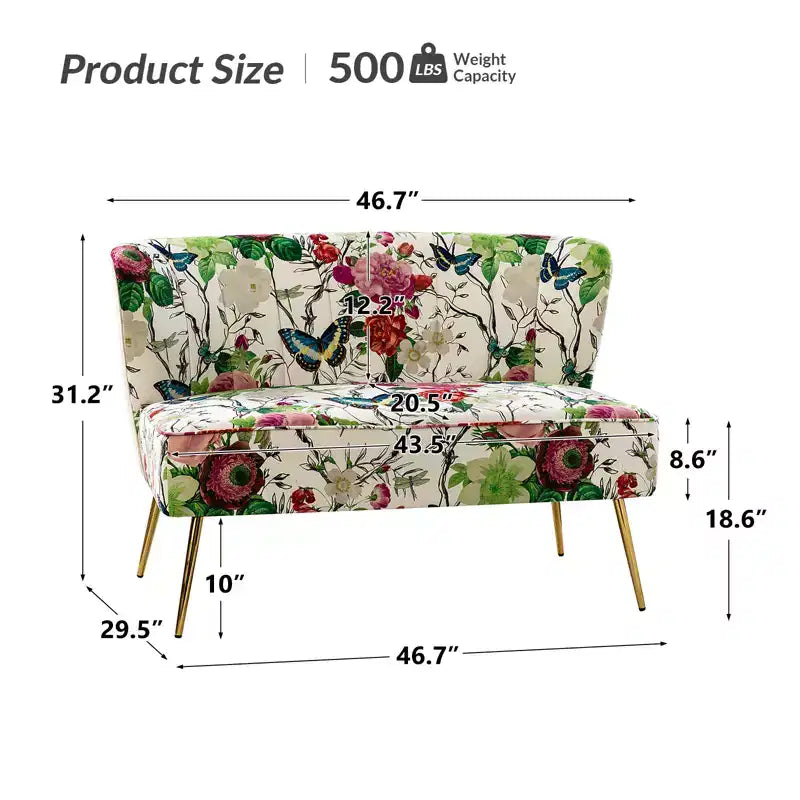 Causeuse contemporaine Trento 47 à motifs floraux