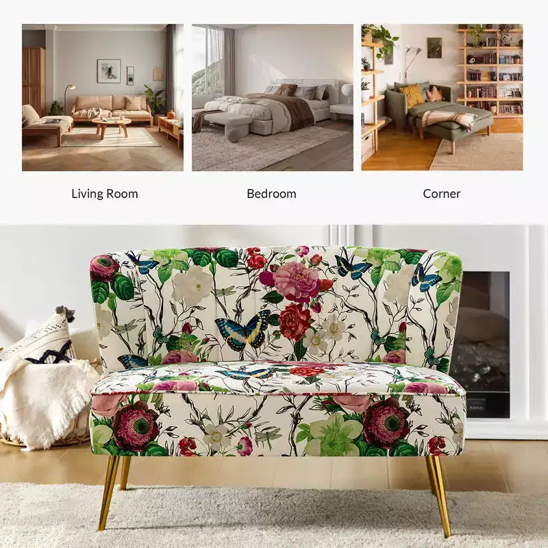 Causeuse contemporaine Trento 47 à motifs floraux