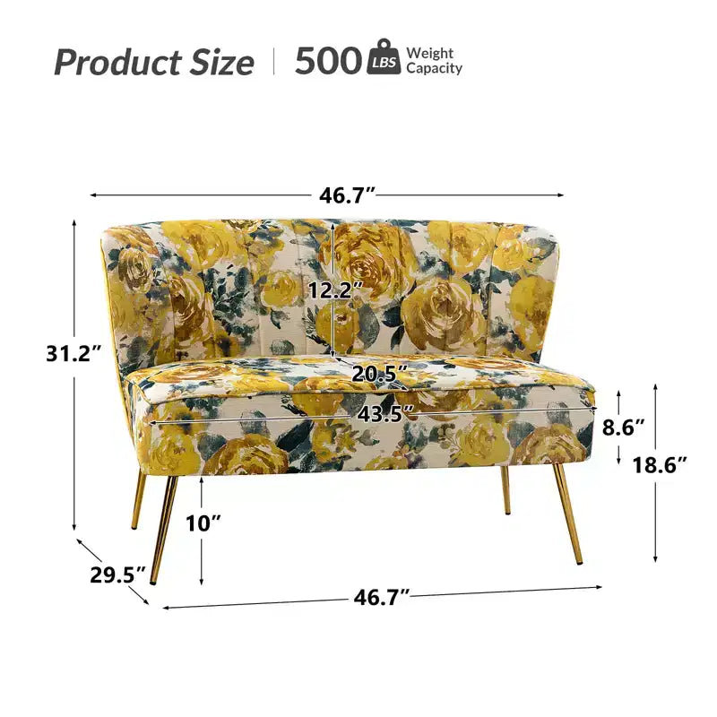 Causeuse contemporaine Trento 47 à motifs floraux