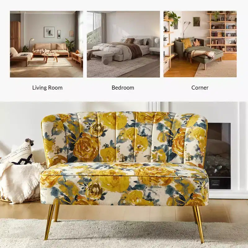Causeuse contemporaine Trento 47 à motifs floraux
